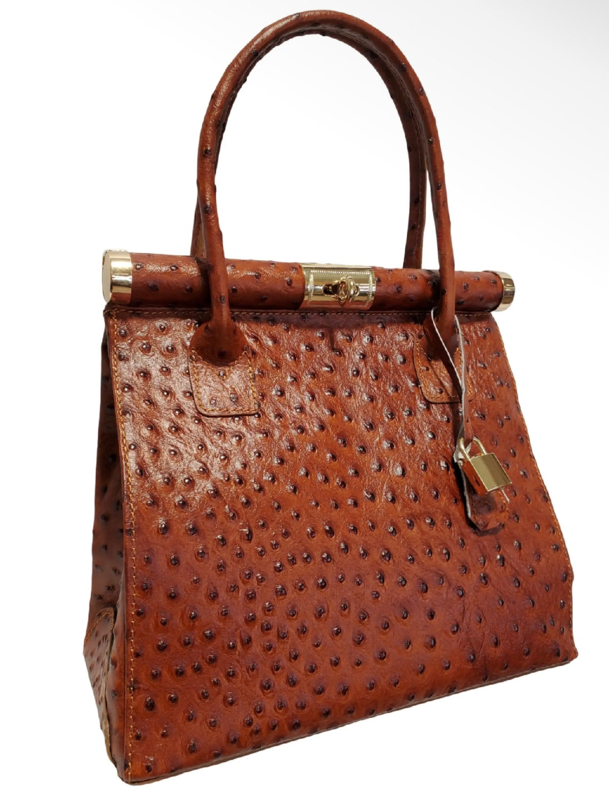 Milana Ostrich Handbag - Cognac