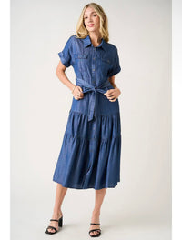 Dark Denim Self Tie Maxi Dress