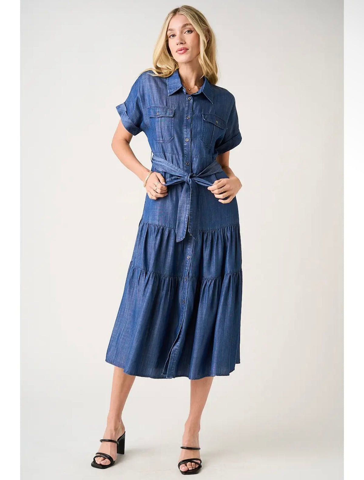 Dark Denim Self Tie Maxi Dress