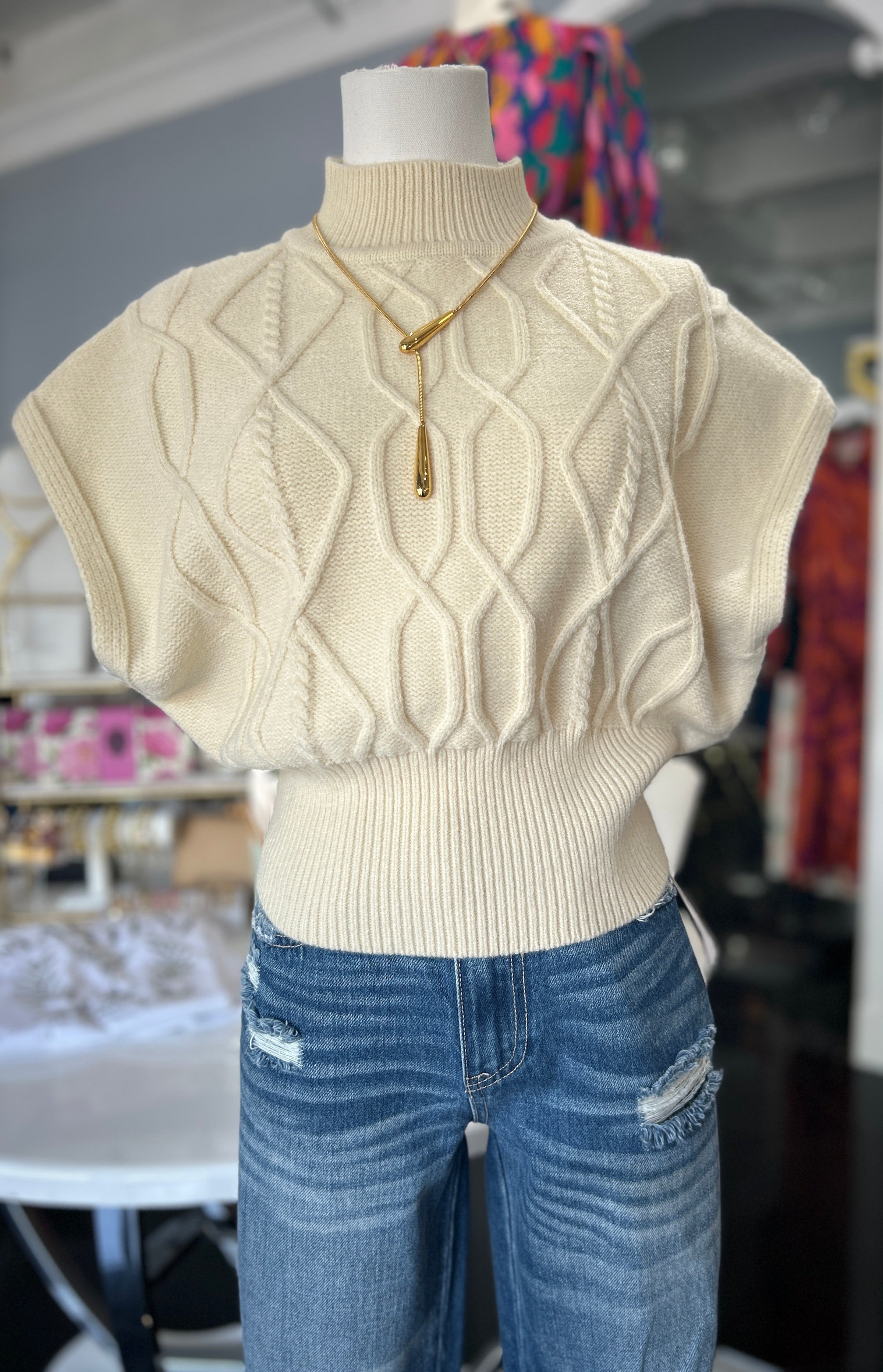 Cable Knit Sleeveless Top