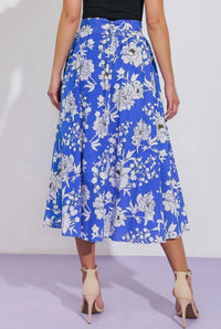 Floral Poplin Midi Skirt