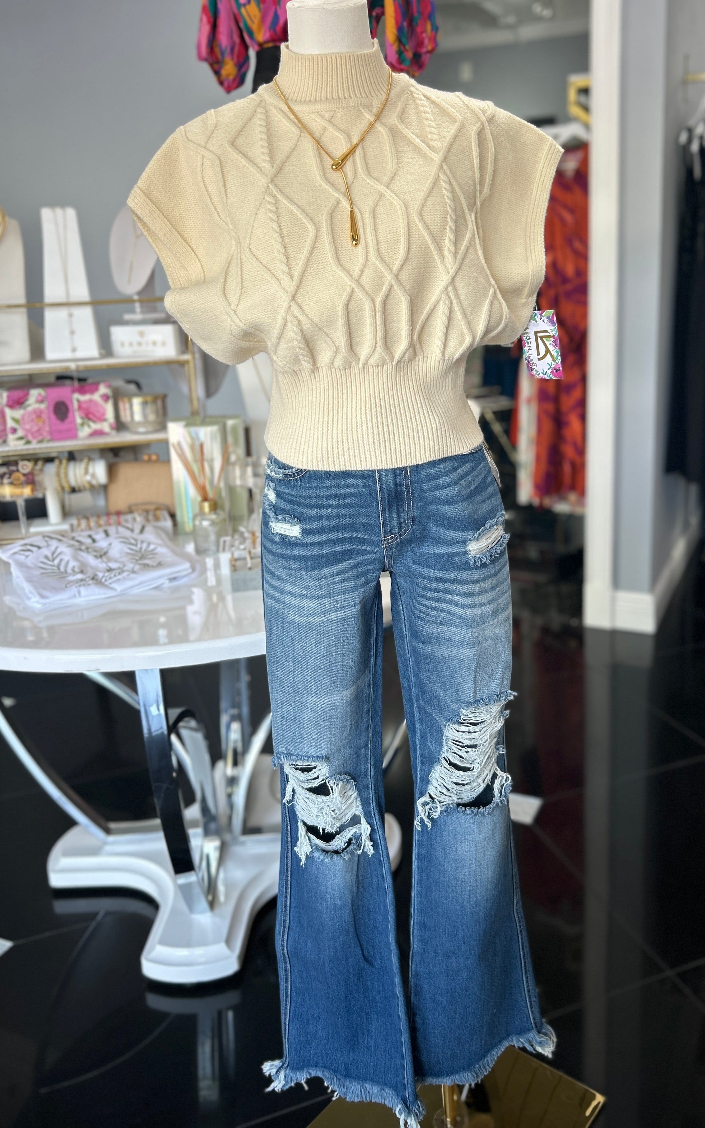 Cable Knit Sleeveless Top