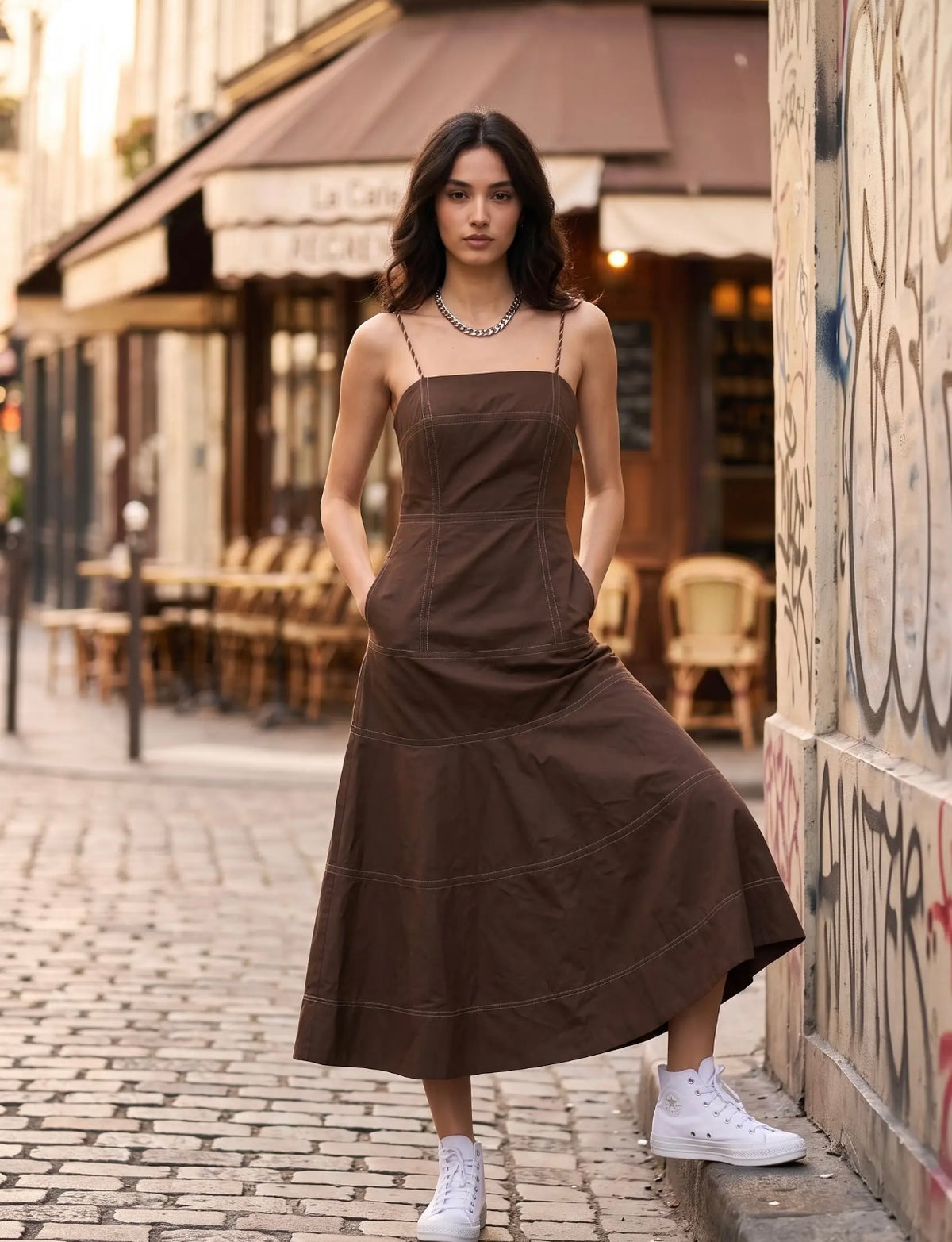 A-Line Maxi Dress - Chocolate Brown