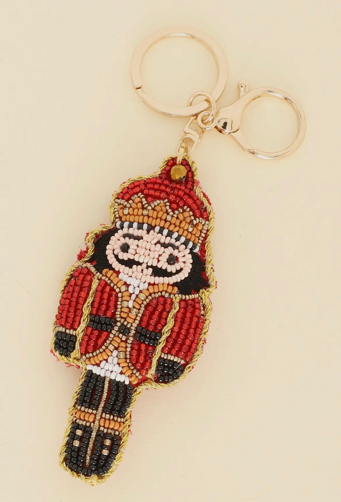 Nutcracker Beaded Keychain - Red