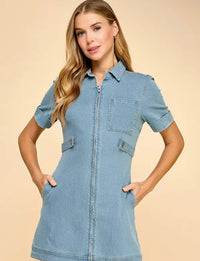 Denim  Mini Dress - Light Denim