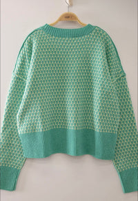 Geometric Knit Sweater - Sea Foam