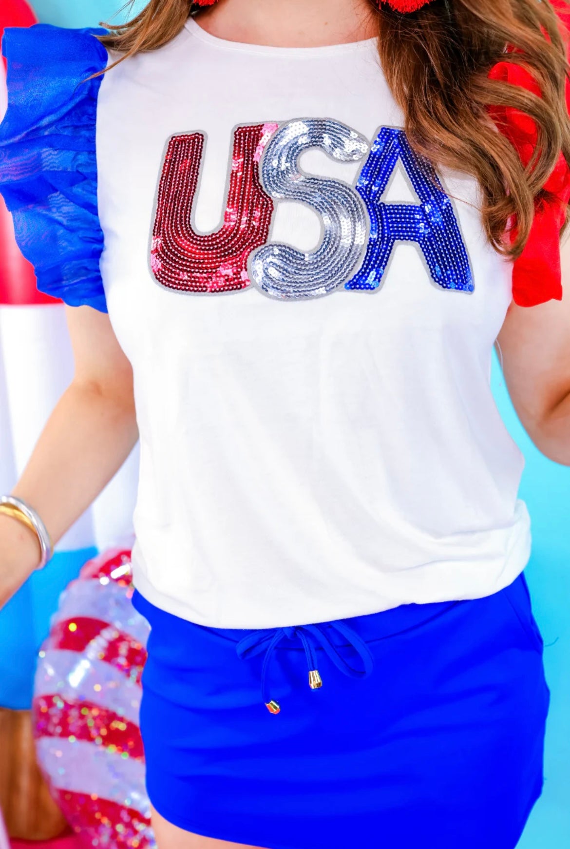 USA Ruffle Sleeve Blouse