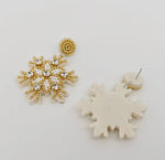 Snowflake Beaded Earrings - Gold