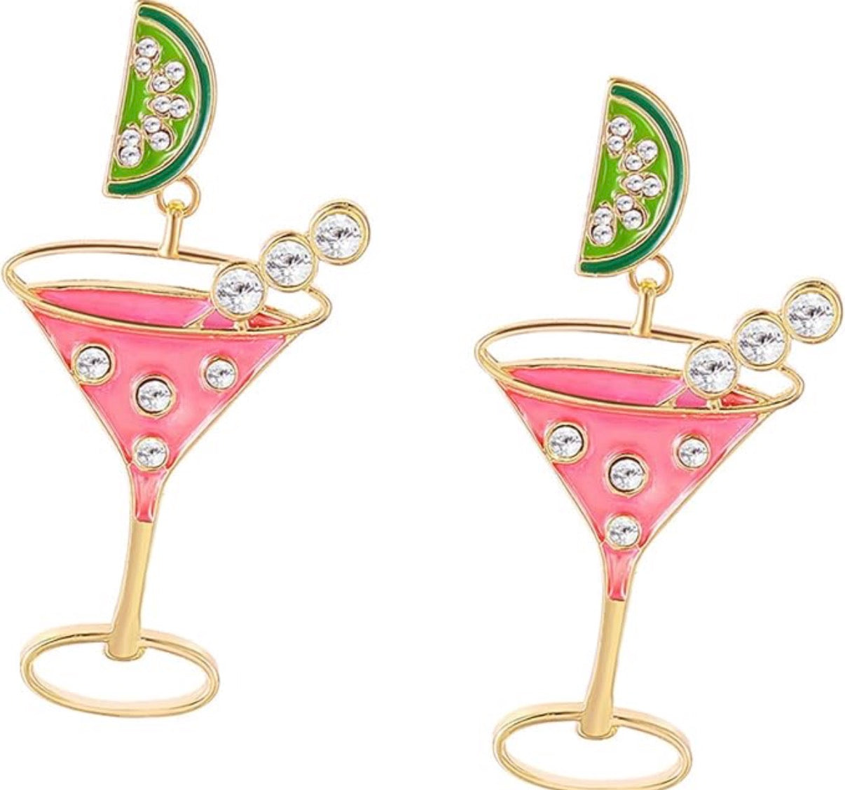 Martini Earrings - Hot Pink