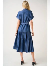 Dark Denim Self Tie Maxi Dress