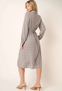 Abstract Self Tie Midi Dress