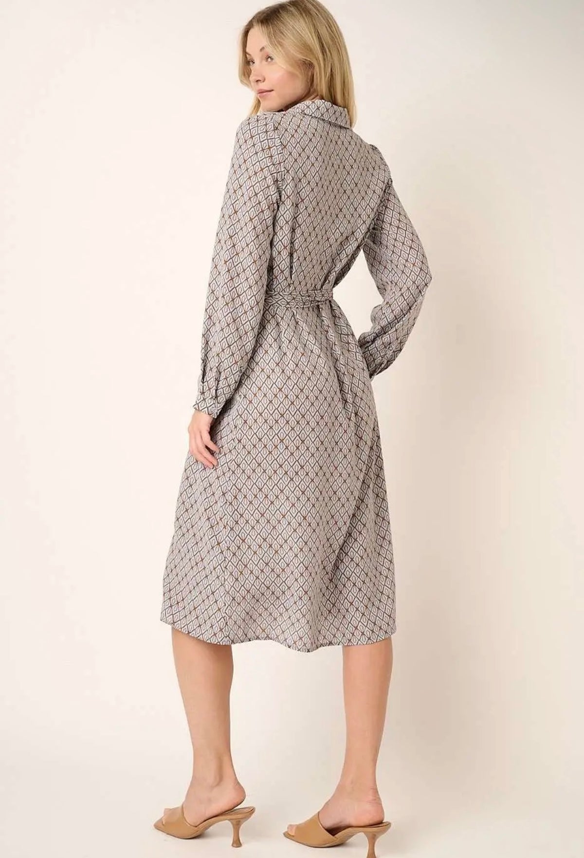 Abstract Self Tie Midi Dress