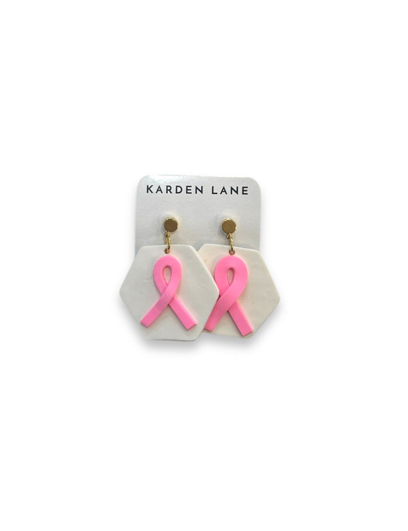 Breast Cancer Awareness Earrings - Hexagon