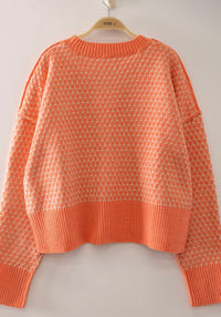 Geometric Knit Sweater - Coral