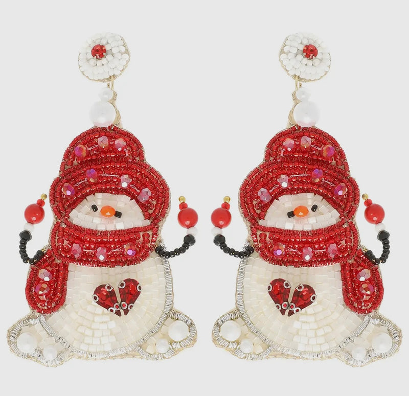 Snowman Beaded Earrings