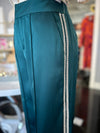 Evergreen Satin Trousers with Embellished Rhinestones