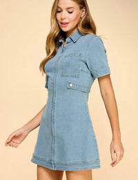 Denim  Mini Dress - Light Denim
