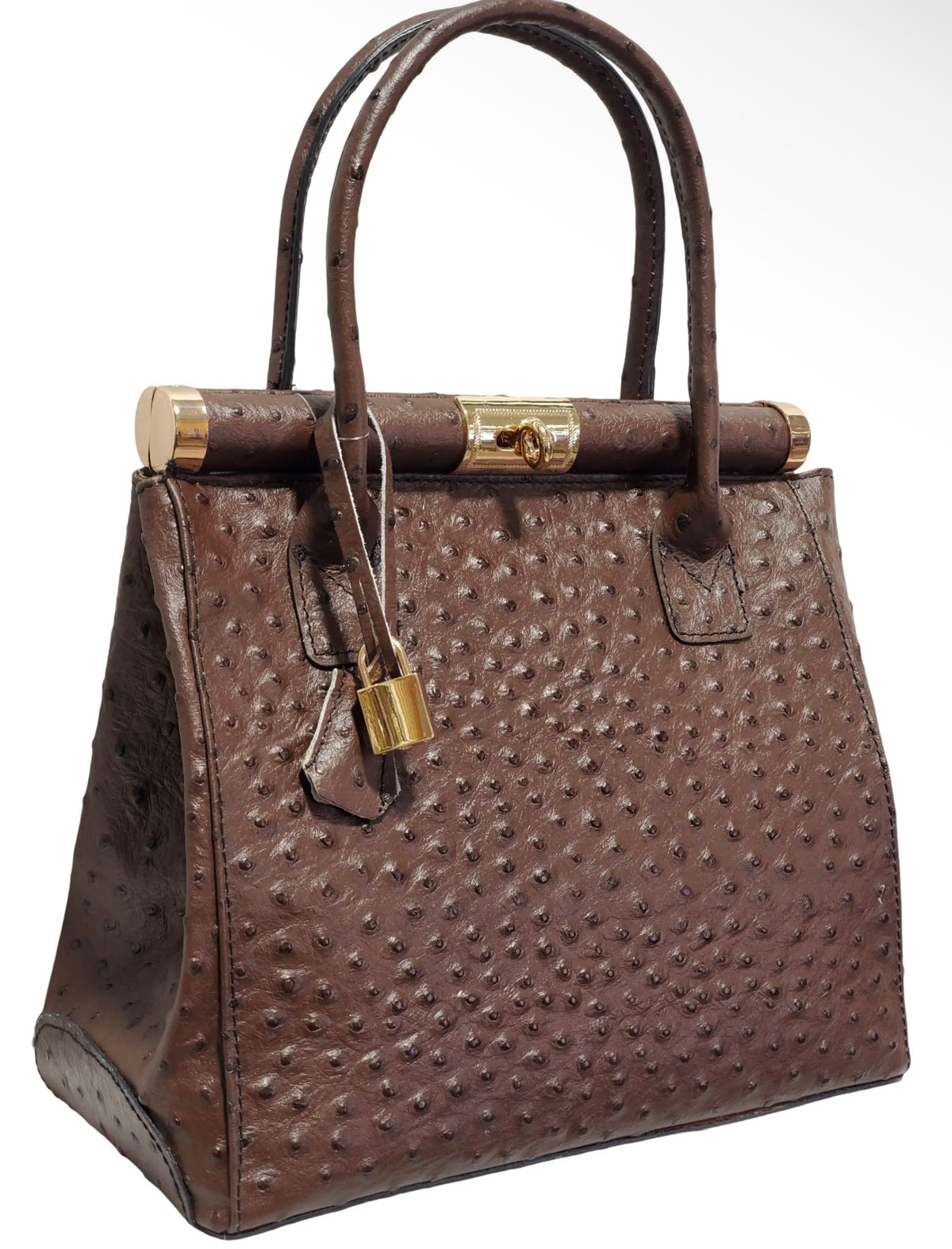 Milana Ostrich Handbag - Espresso
