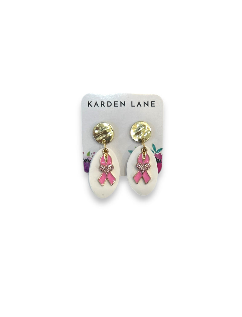 Breast Cancer Awareness Earrings - Oval