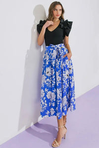 Floral Poplin Midi Skirt
