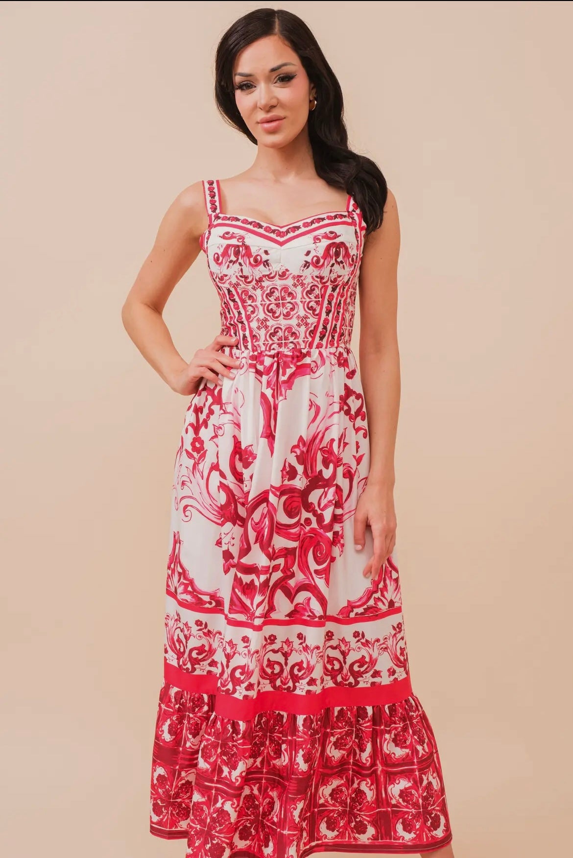 Porcelain Bustier Maxi Dress