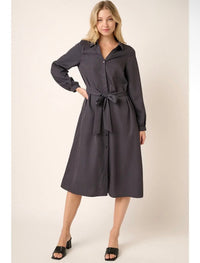 Titanium Self Tie Midi Dress