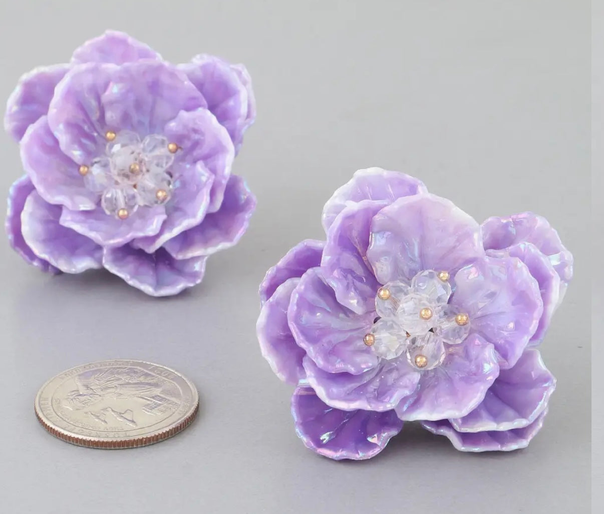 Flower Stud Earrings - Purple