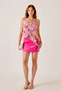 Satin Mini Skirt - Fuchsia