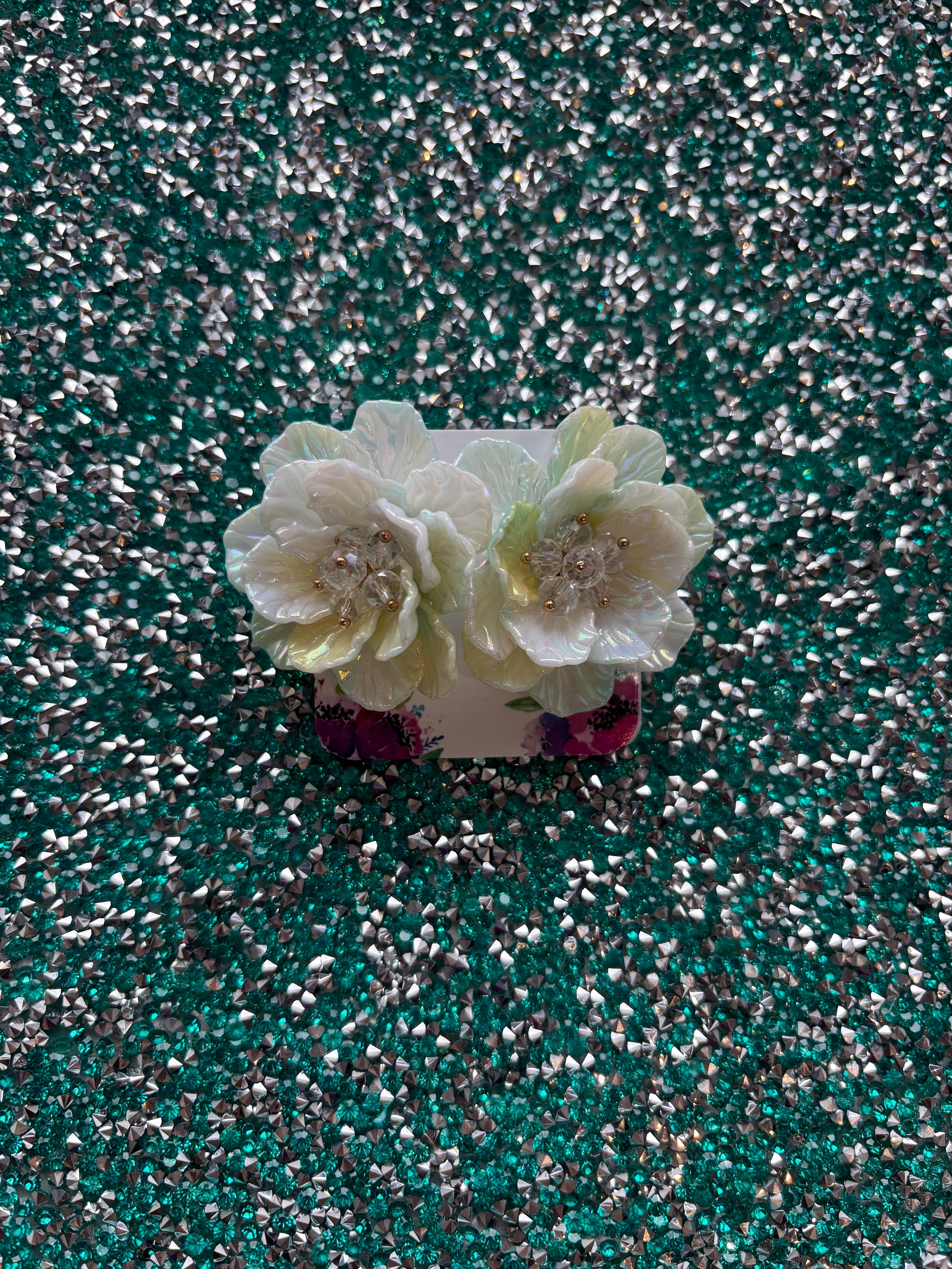 Flower Stud Earrings - Sea Foam Green