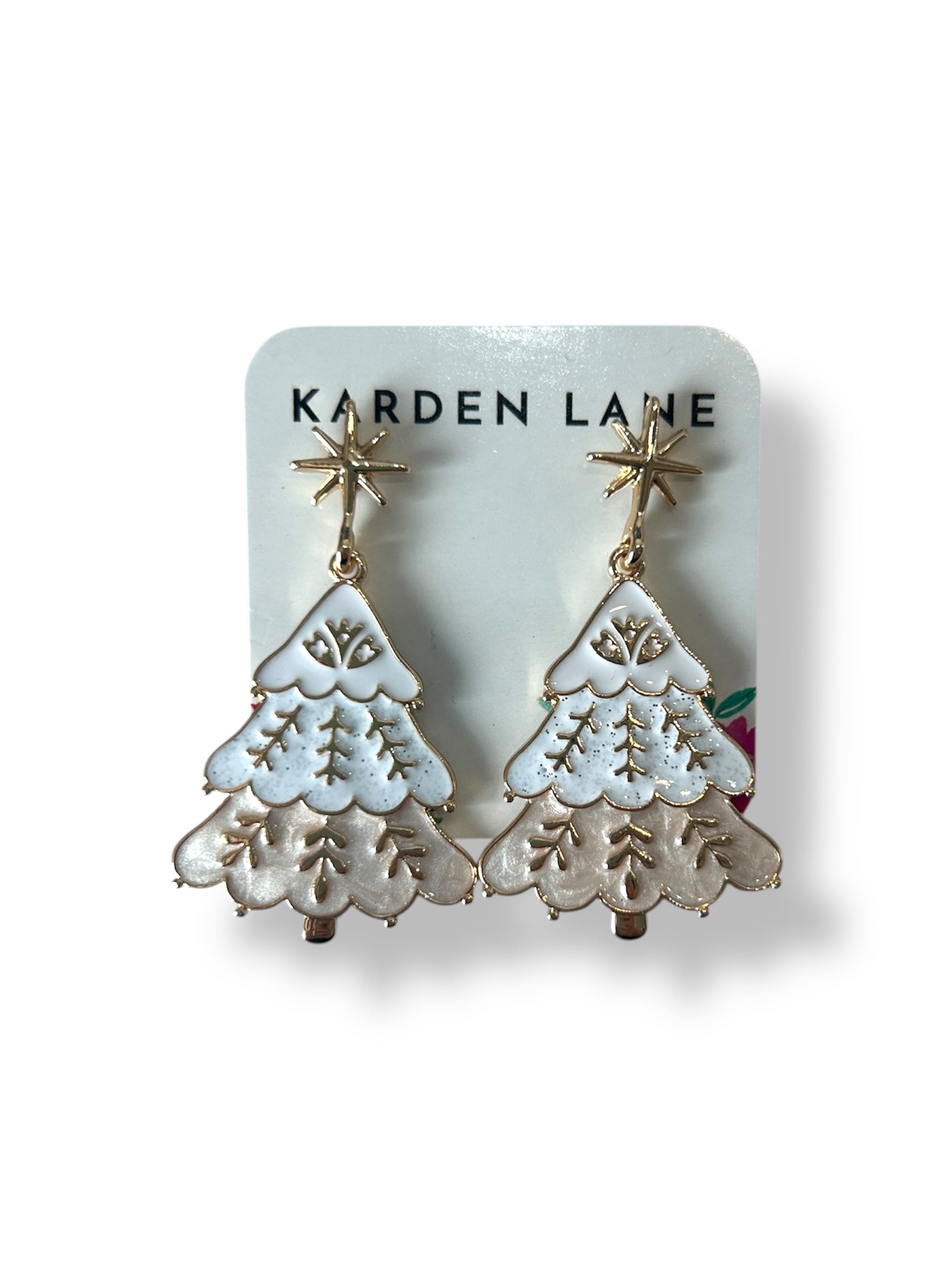 Christmas Tree Earrings - White