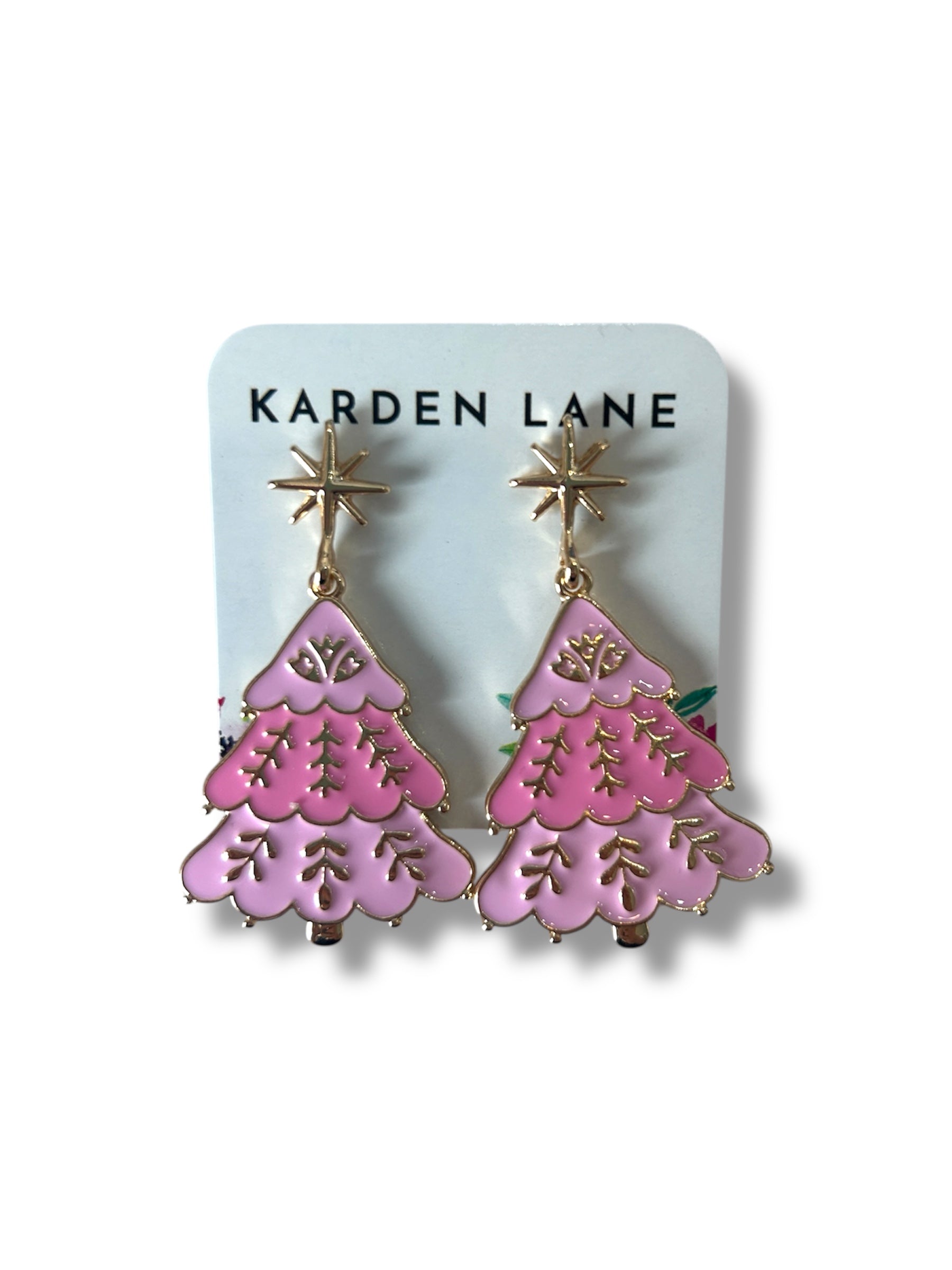 Christmas Tree Earrings - Pink