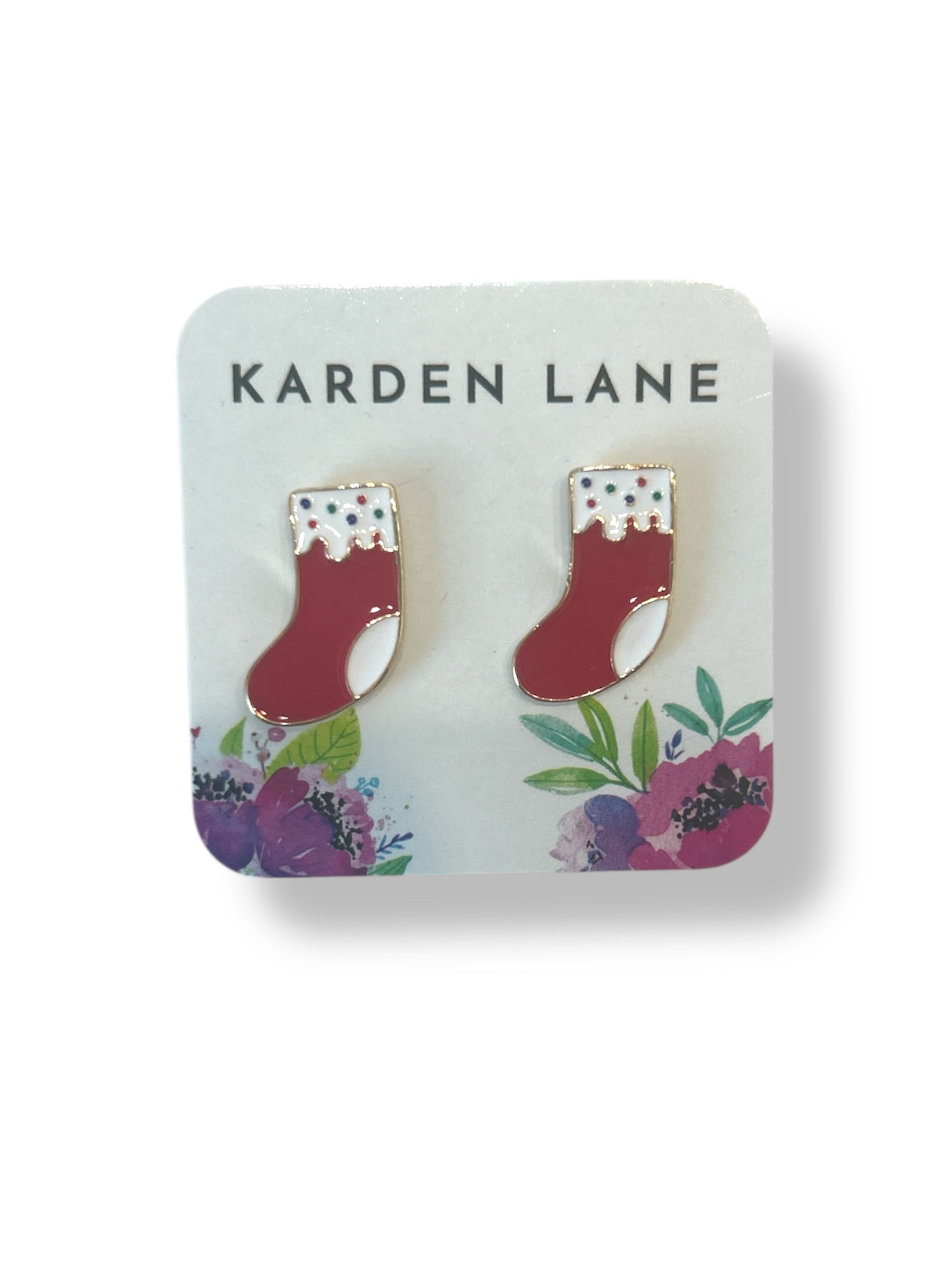 Stocking Stud Earrings - Red