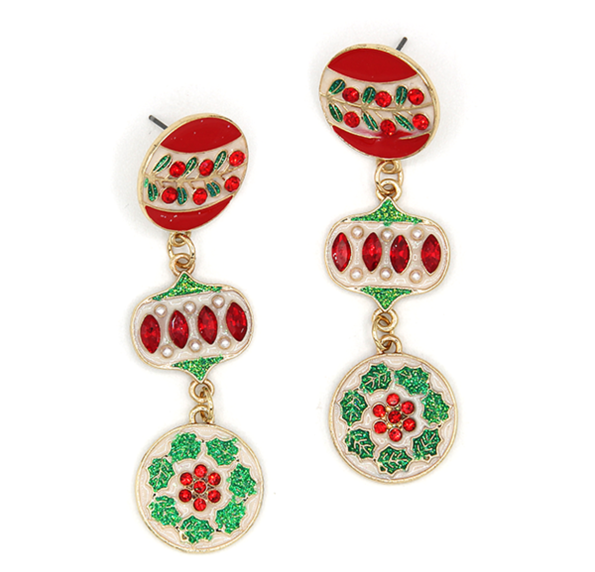 Ornament Dangle Earrings - Red