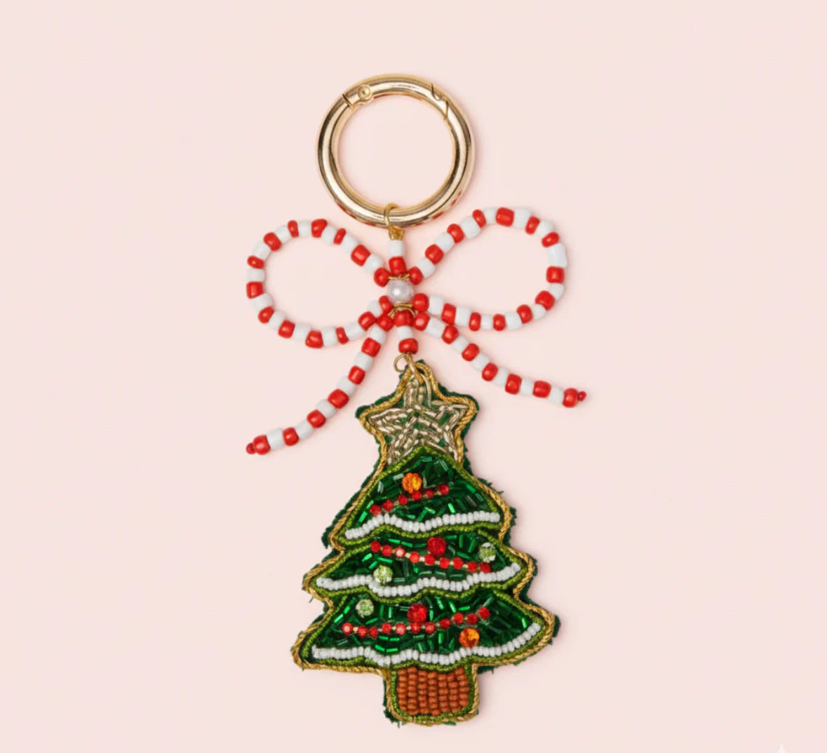 Plush Christmas Tree Keychain - Bow