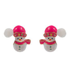 Snowman Stud Earrings - Light Pink