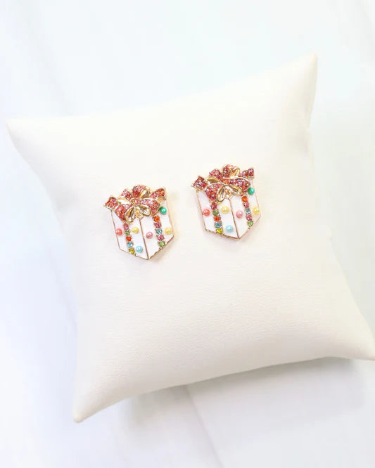Present Stud Earrings - White