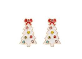 Christmas Tree Stud Earrings - White