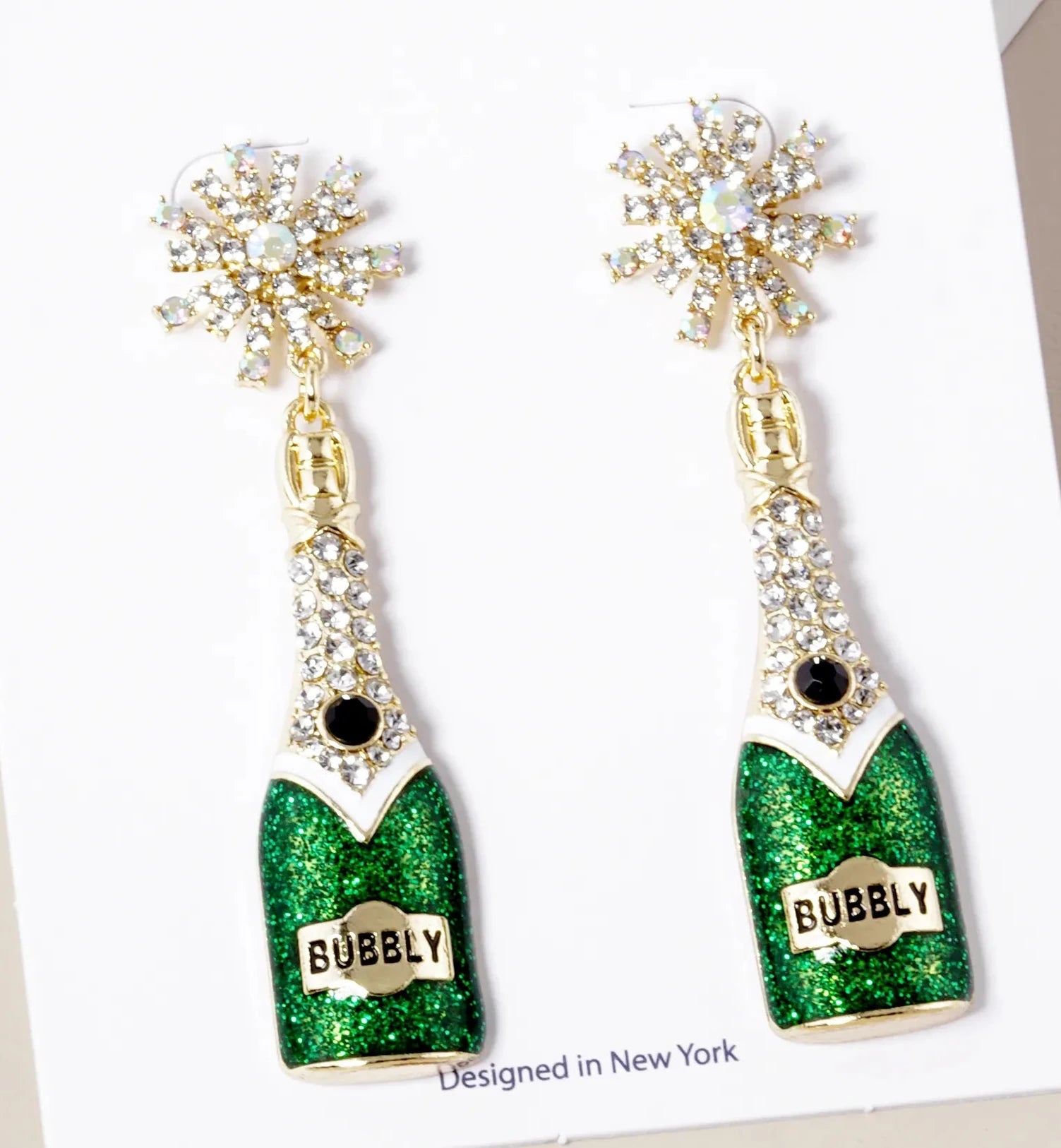 Champagne Bubbles Earrings - Green
