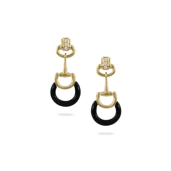 Rhinestone Stirrup Earrings - Gold