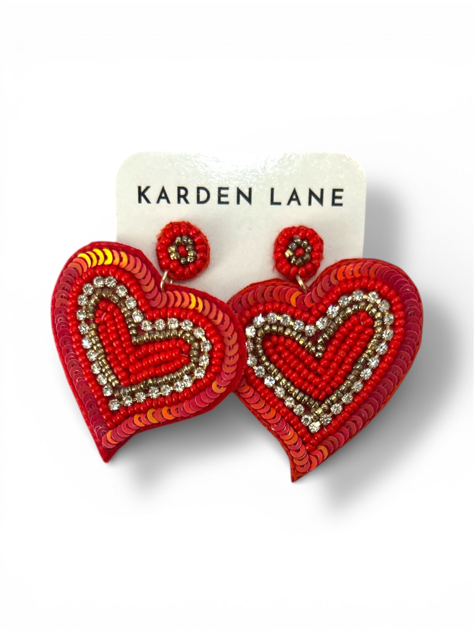 Valentines Beaded Earrings - Red