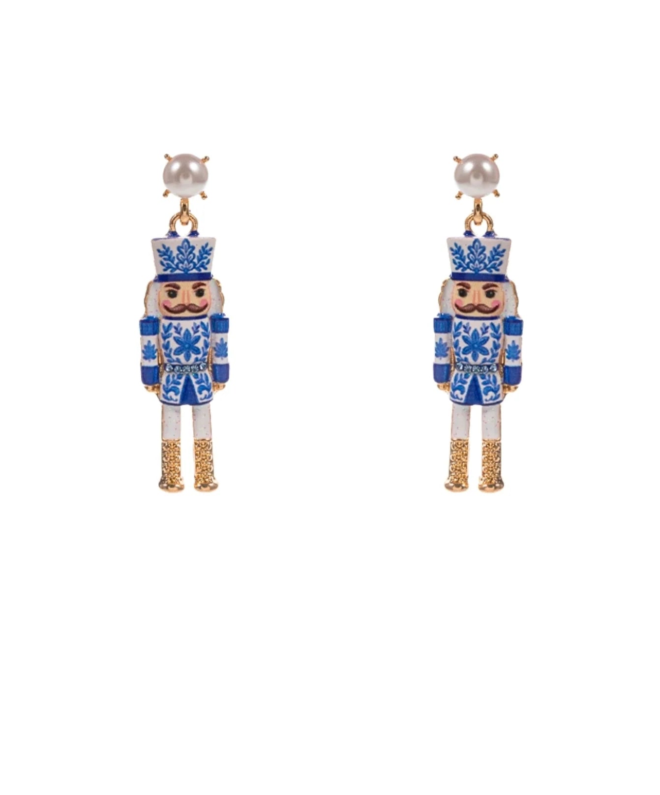 Nutcracker Earrings - Blue/White