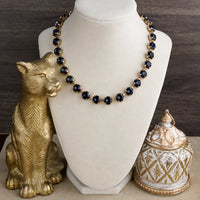 Crystal Vault Tennis Necklace - Navy