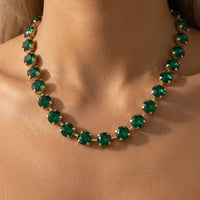 Crystal Vault Tennis Necklace - Emerald