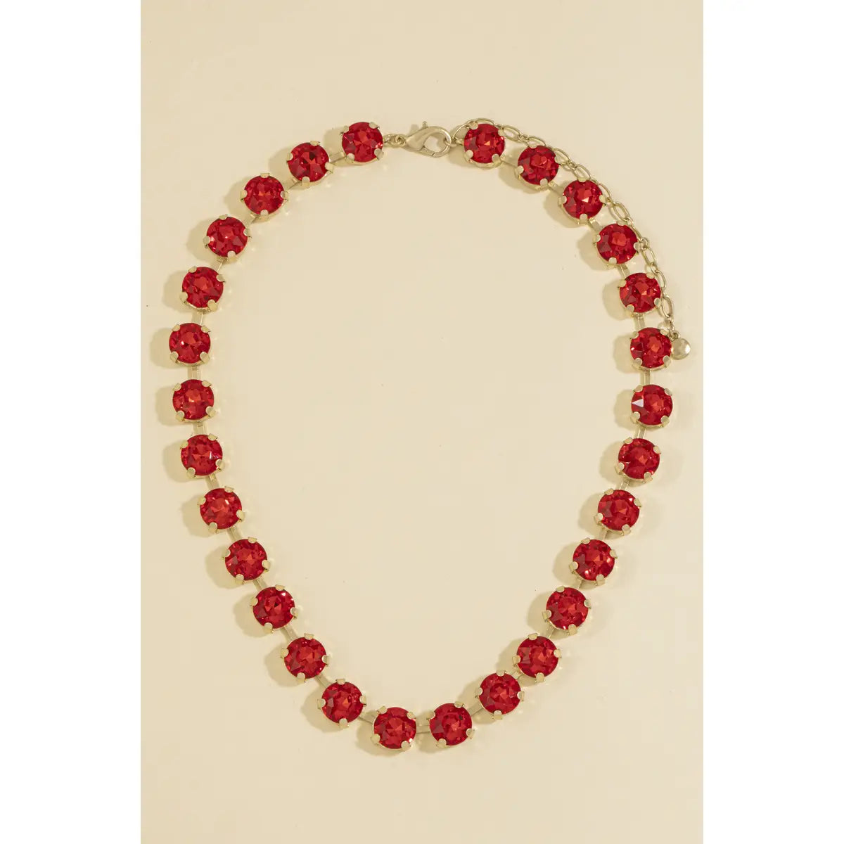 Crystal Vault Tennis Necklace - Red