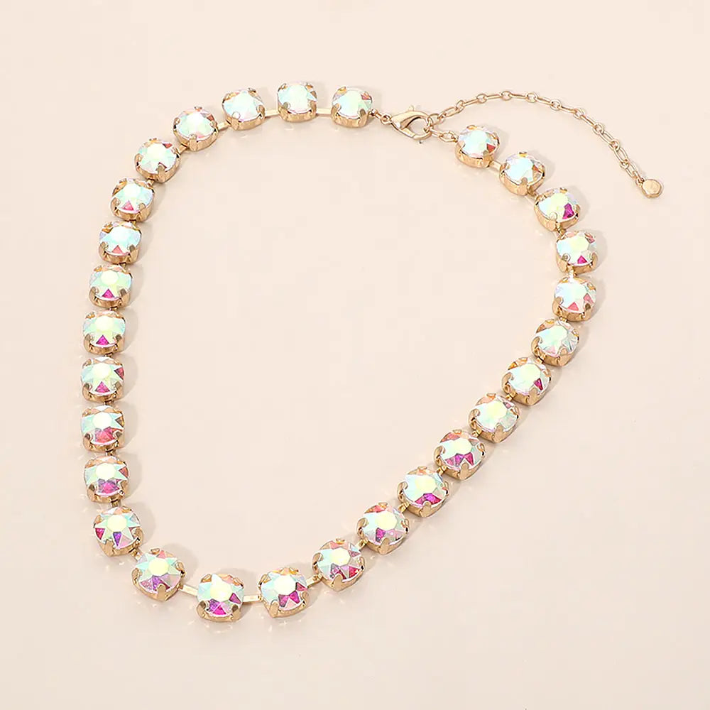 Crystal Vault Tennis Necklace - Iridescent