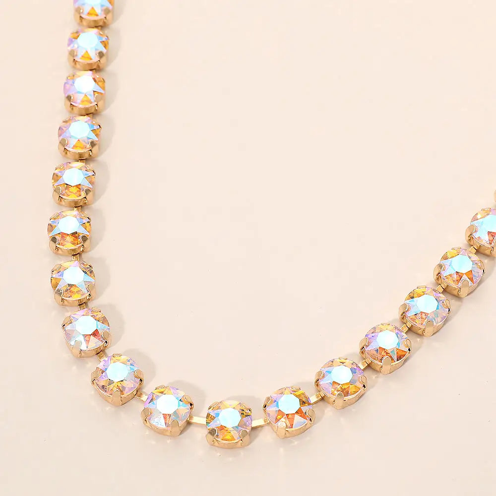 Crystal Vault Tennis Necklace - Orange/Pink