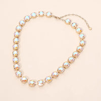 Crystal Vault Tennis Necklace - Orange/Pink