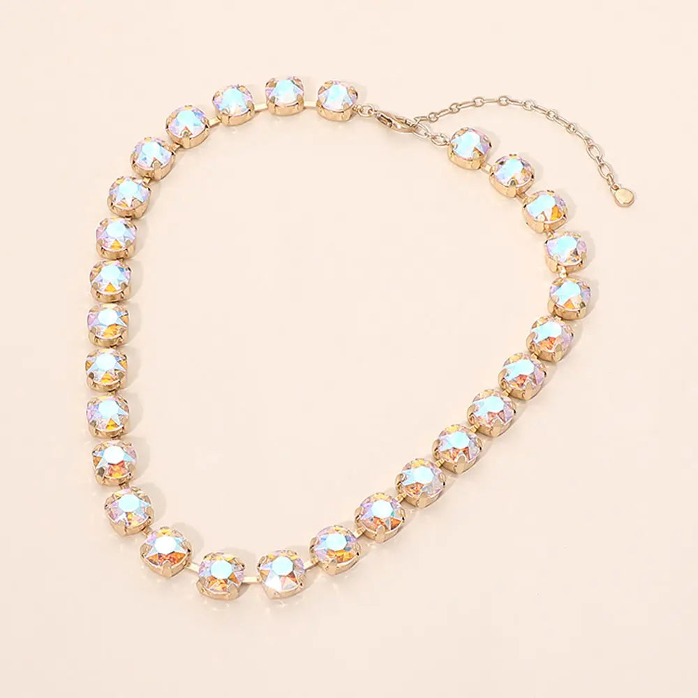 Crystal Vault Tennis Necklace - Orange/Pink
