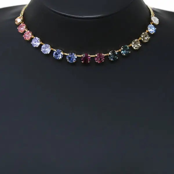 Crystal Vault Tennis Necklace - Pink Mix
