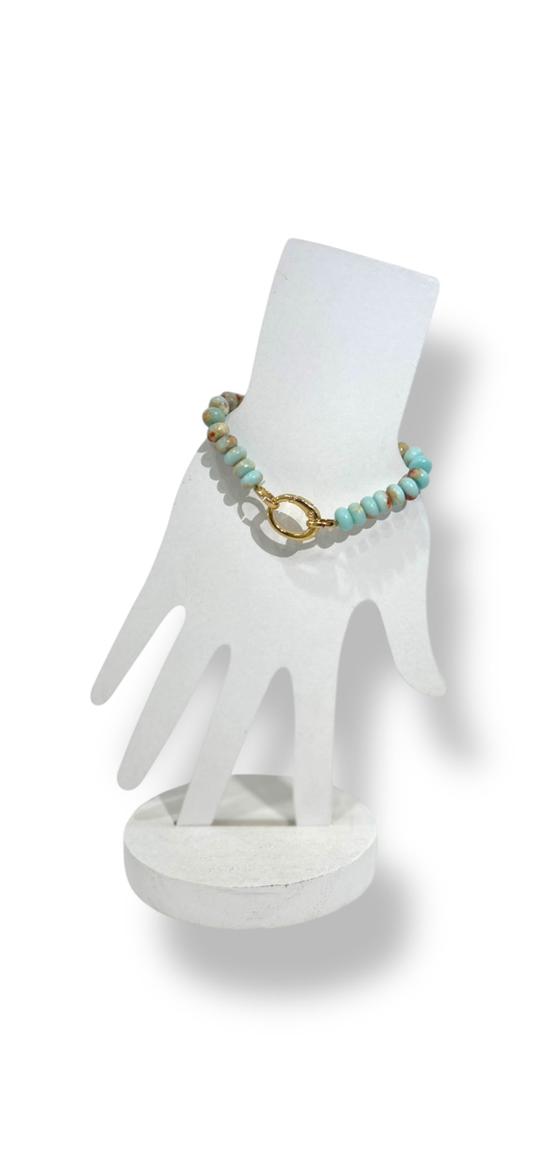 Candy Gemstone Beaded Bracelet - Aqua/Rust